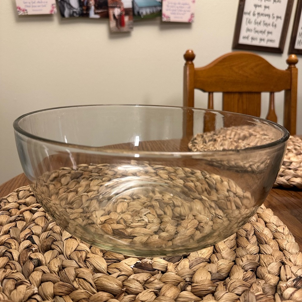 Large glass mixing bowl
